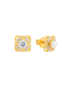 14K Gold Earrings with CZ Stones