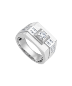 14K White Gold Diamond Men's Ring
