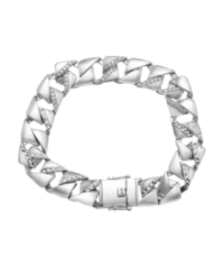 14K White Gold Diamond Men's Bracelet MANCODE